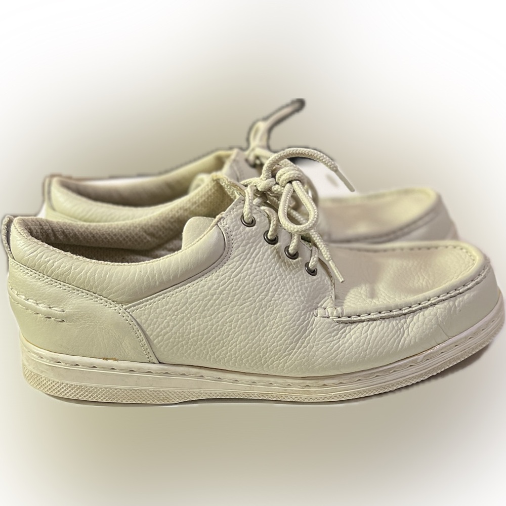 Streetcars Leather Loafer Driving Shoe Moc Toe Seam Men's 10.5M Stone Lace Up